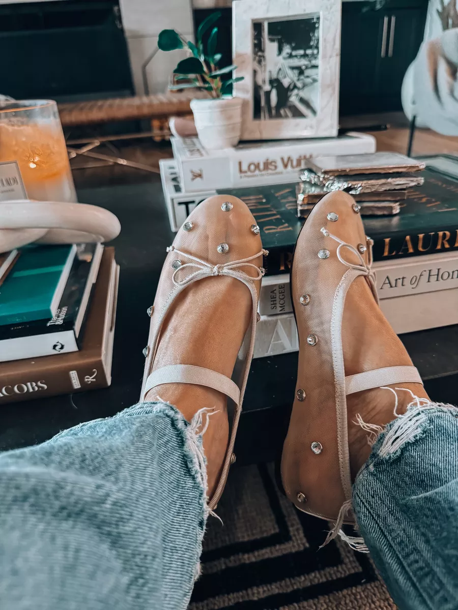 mesh ballet flats, sequin mesh ballet flat